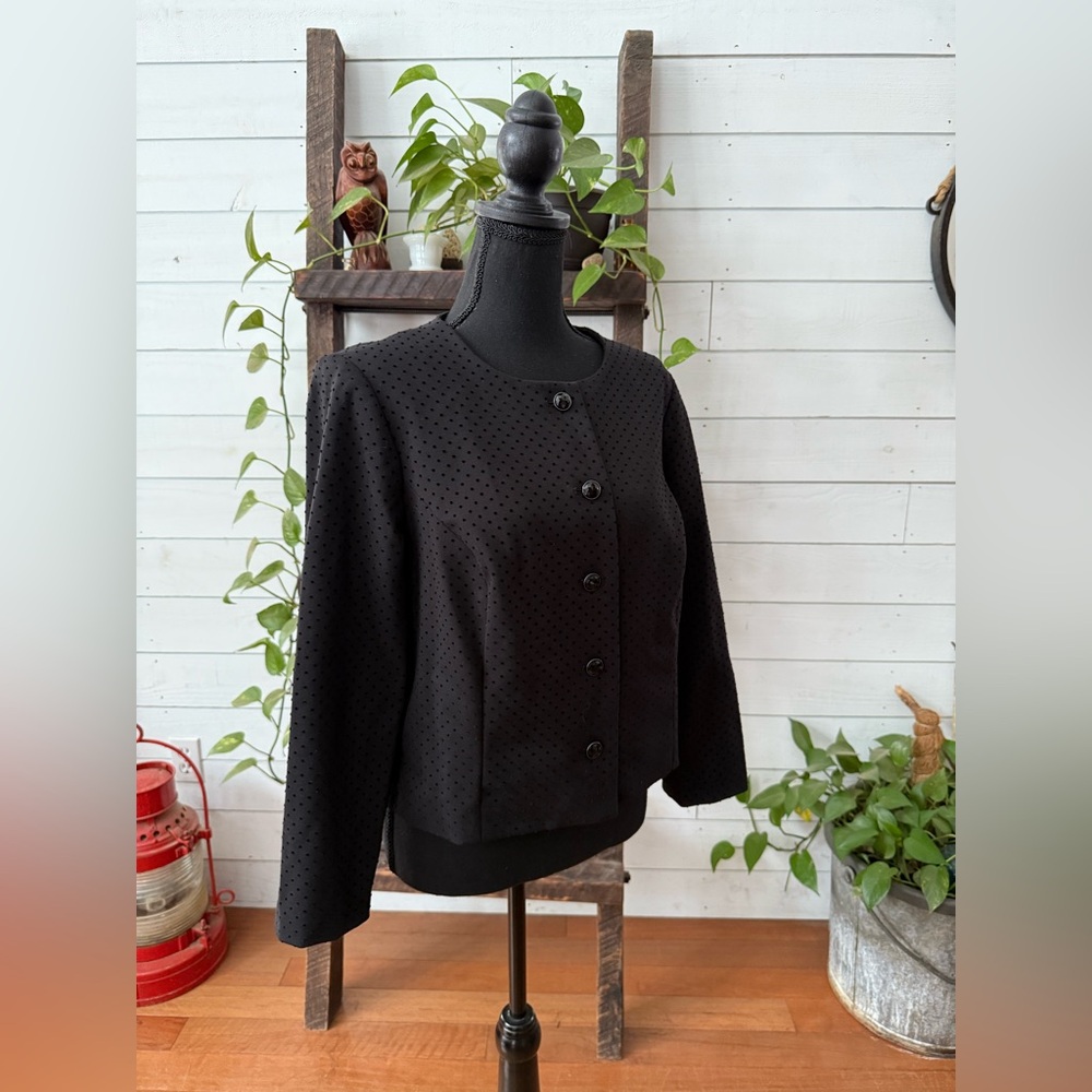 Chico's Black Button-Up Blazer Jacket with Gem Buttons - Picture 16 of 17